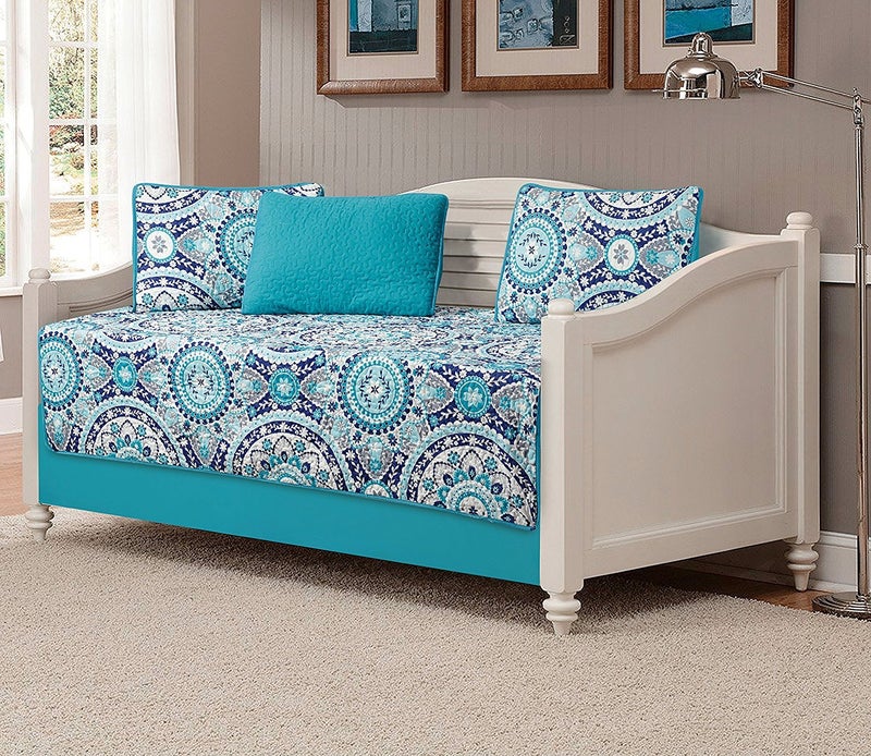 Fancy Collection 5pc Day Bed Quilted Coverlet Daybed Set New (Oslo Aqua)